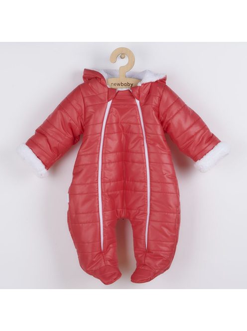 Téli kezeslábas kapucnival és fülekkel New Baby Pumi red raspberry