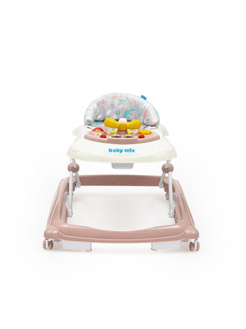 Baby Mix bébikomp kormánykerékkel szilikon kerekek rózsaszín