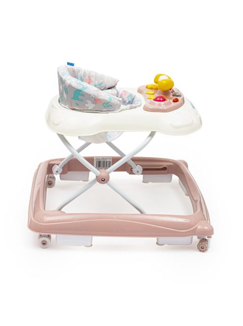 Baby Mix bébikomp kormánykerékkel szilikon kerekek rózsaszín