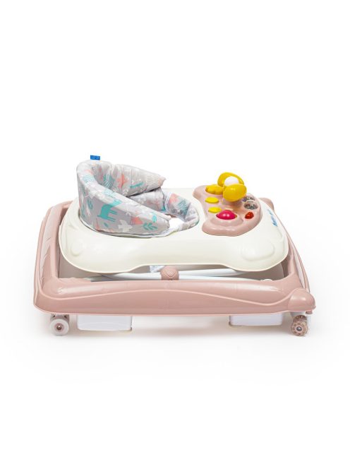 Baby Mix bébikomp kormánykerékkel szilikon kerekek rózsaszín