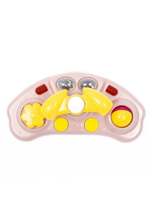 Baby Mix bébikomp kormánykerékkel szilikon kerekek rózsaszín