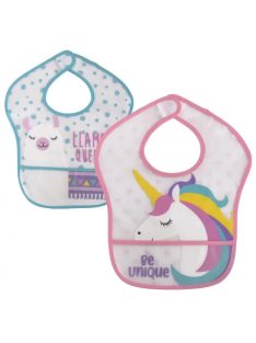Baby Care 2 db-os tépőzáras lemosható előke-unikornis