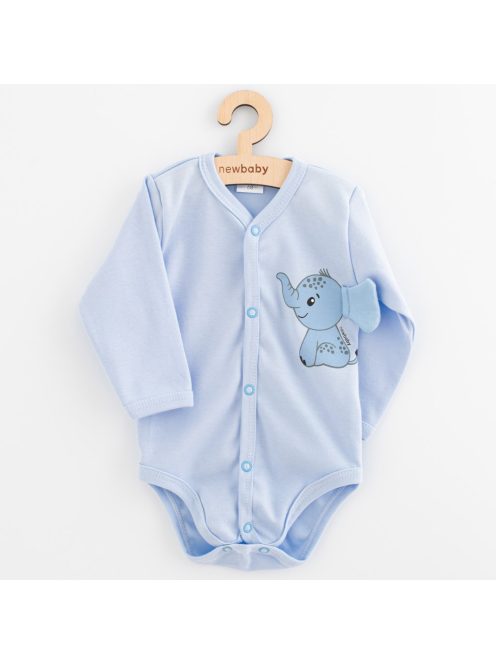 Baba teljes hosszában patentos hosszú ujjú body New Baby Happy Elephant blue