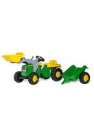 Pedálos traktor rakodóval és pótkocsival Rolly Kid John Deere zöld