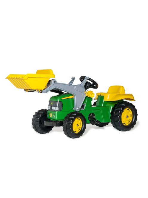 Pedálos traktor rakodóval és pótkocsival Rolly Kid John Deere zöld