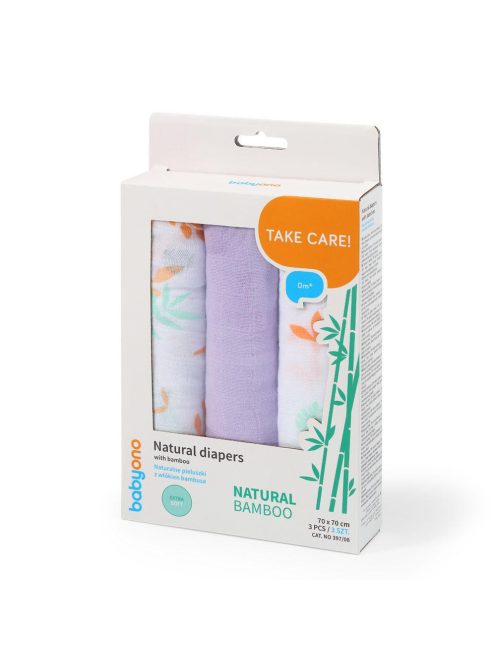 BabyOno színes bambusz pelenka díszcsomagolásban 3 db-orgona