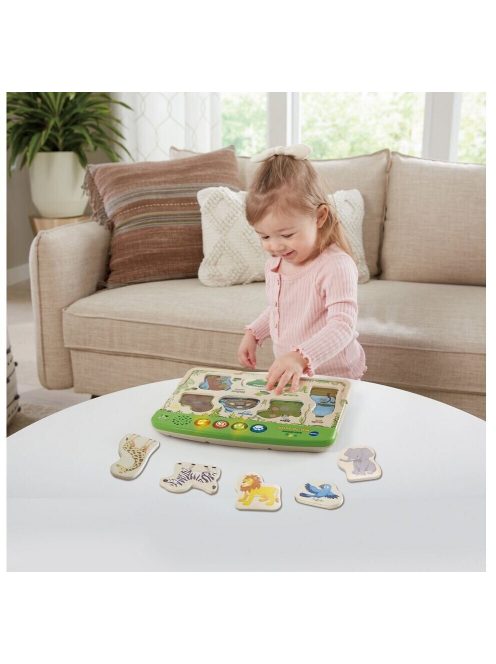 VTech 80-613647 dzsungel állati puzzle, környezetbarát játék + 18 hónap, FSC tanúsított fából készült ESP verzió-német és angol nyelvű