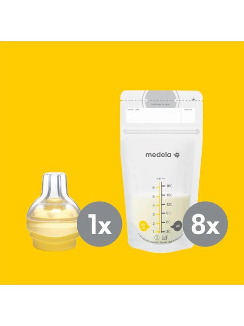 Medela Calma Szett Store & Feed – Anyatejes palackok, Calma etetőfejjel és anyatejtároló zacskóval