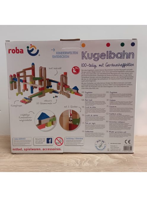 roba fa golyós pálya üveggolyókkal, Wooden Marble Run, Nagy 100 darabos fa kocka készlet