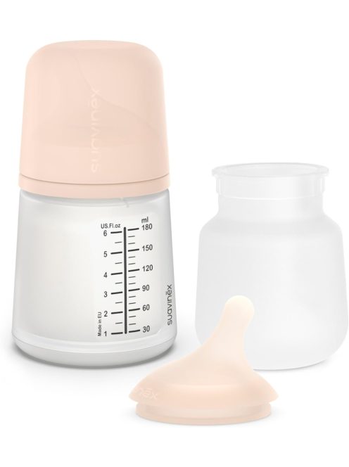 Suavinex, Anti Colic Zero Zero speciális szoptatós palackcsomag. 180 ml-es cumisüveg adaptálható folyású cumival + csere adaptálható folyású cumival csecsemőknek +0 hónap