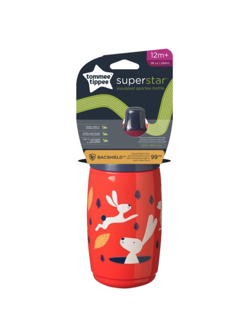 Tommee Tippee itatópohár - Superstar Insulated Sportee Bottle sportkupakos hőtartó 266ml 12hó piros