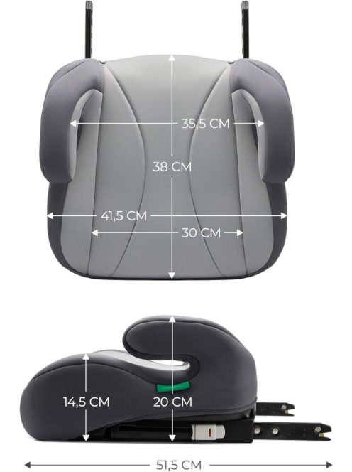 Kinderkraft I-BOOST Gyerekülés, Autósülés, I-Size, 135-150cm, Ülésmagasító 9-12 éves korig, Könnyen összeszerelhető, szürke