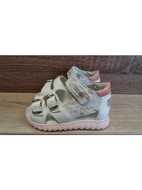 Asso lányka bőr szandál fehér-virágos 24-es méret