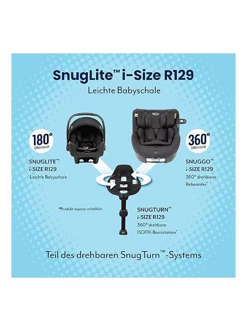 Graco Snuglite i-Size 40-75cm babahordozó,  fekete szìnű OUTLET termék