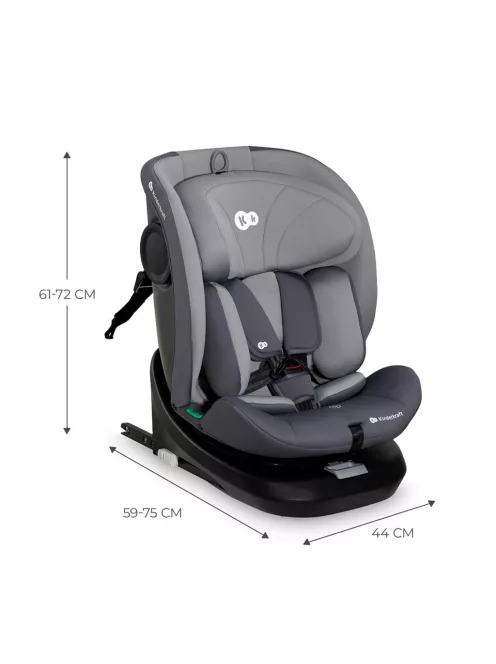 Kinderkraft I-Grow 2 Pro i-Size 40-150cm Isofix 360°gyerekülés fekete- szürke OUTLET termék