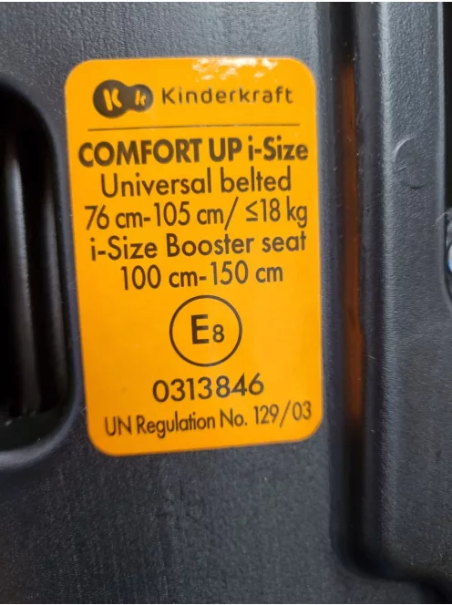 Kinderkraft COMFORT UP i-Size gyerekülés 76-150cm szürke-fekete szìnű OUTLET termék