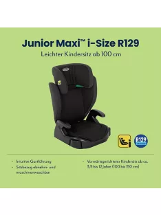   Graco Junior Maxi i-Size gyerekülés , kb. 3,5-12 éves korig (100-150 cm) fekete OUTLET termék