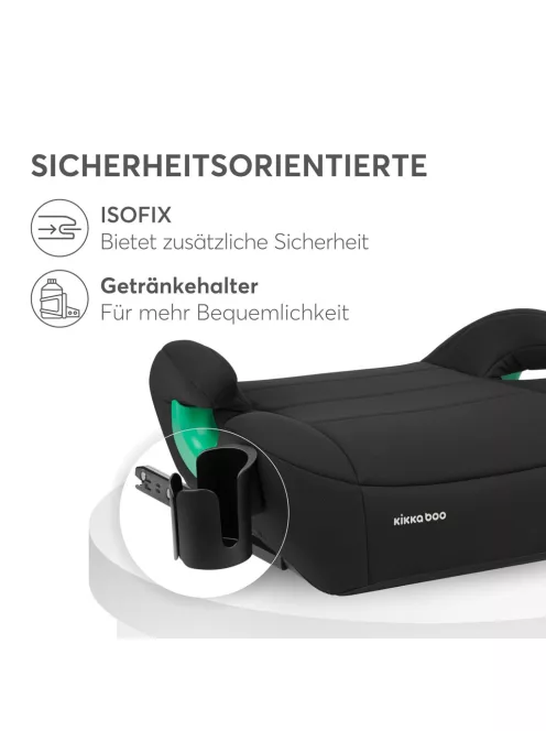 KikkaBoo I-Pop i-Size Isofix ülésmagasító pohártartóval -fekete OUTLET termék