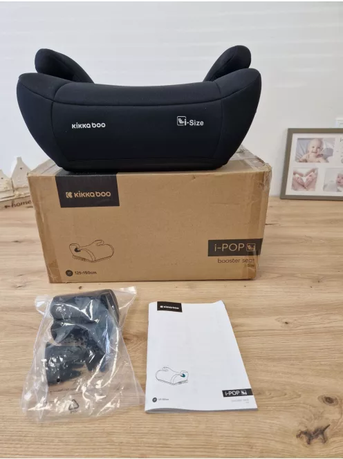 KikkaBoo I-Pop i-Size Isofix ülésmagasító pohártartóval -fekete OUTLET termék