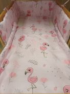 3 részes bébi ágynemű garnitúra rózsaszín flamingó mintával