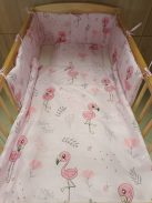 3 részes bébi ágynemű garnitúra rózsaszín flamingó mintával