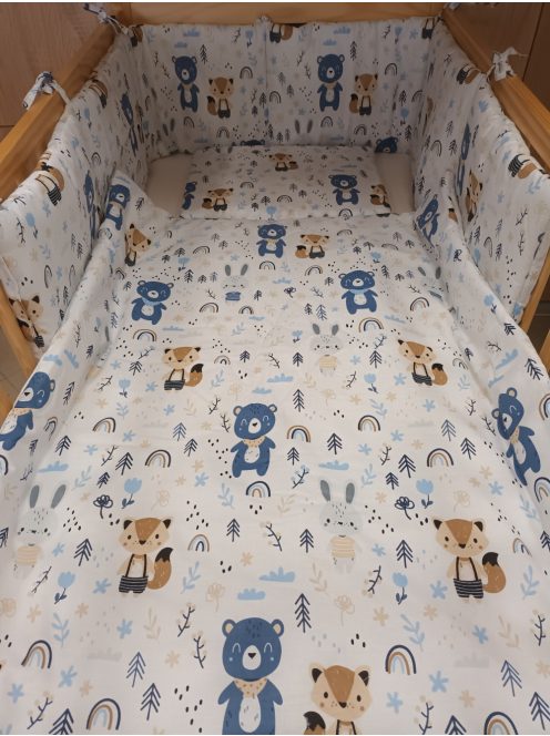 3 részes bébi ágynemű garnitúra kék macis