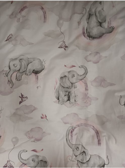 3 részes bébi ágynemű garnitúra lila elefántos mintával