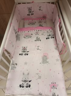   3 részes bébi ágynemű garnitúra rózsaszín zebra mintával