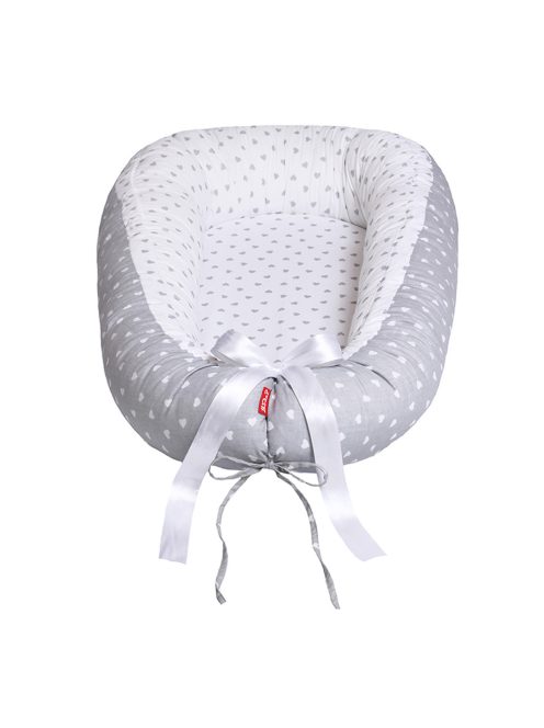 Scamp babafészek kókuszbetétes Little Heart White Grey BF002