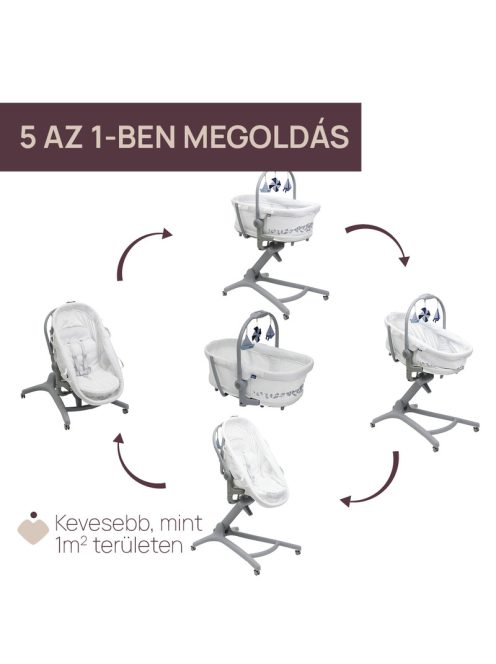 Baby Hug PRO 5in1 bölcső-etetőszék-szék 0-15 kg , 0-3 év