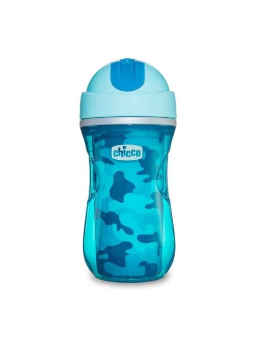 Chicco Sport Cup duplafalú szívószálas itatókulacs kék