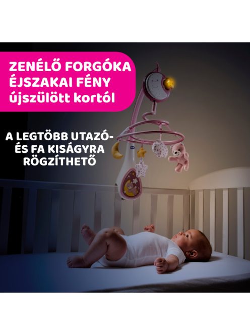 Next 2 Dreams zenélő forgóka - éjszakai fény rózsaszín