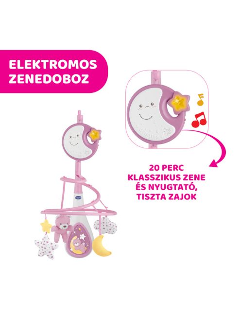 Next 2 Dreams zenélő forgóka - éjszakai fény rózsaszín