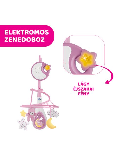 Next 2 Dreams zenélő forgóka - éjszakai fény rózsaszín