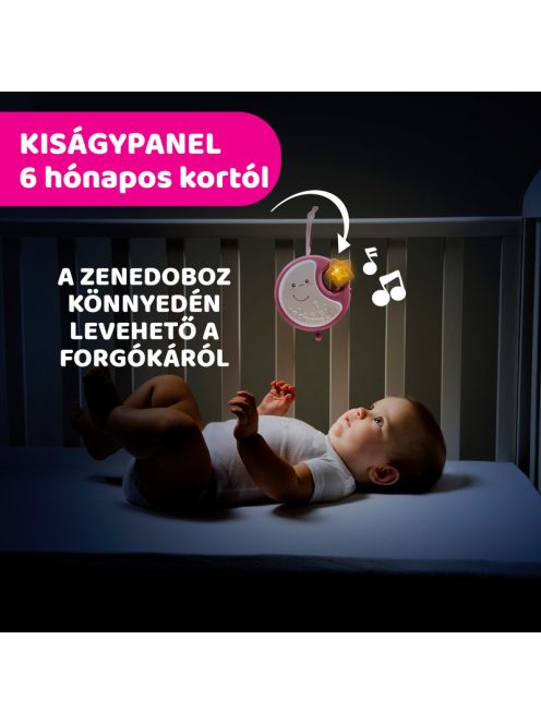 Next 2 Dreams zenélő forgóka - éjszakai fény rózsaszín