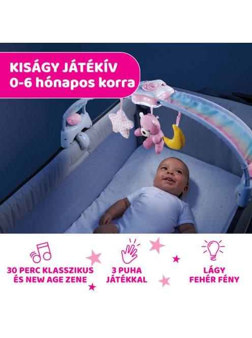 Rainbow Sky kiságy játékhíd és éjszakai fény elemes