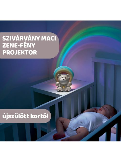 Rainbow Bear - Szivárvány maci zene-fény projektor elemes