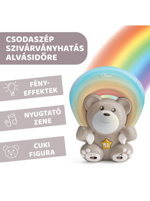 Rainbow Bear - Szivárvány maci zene-fény projektor elemes