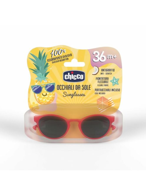 Chicco napszemüveg 36+-piros keret, oldalt Cuba felirattal és autós mintával