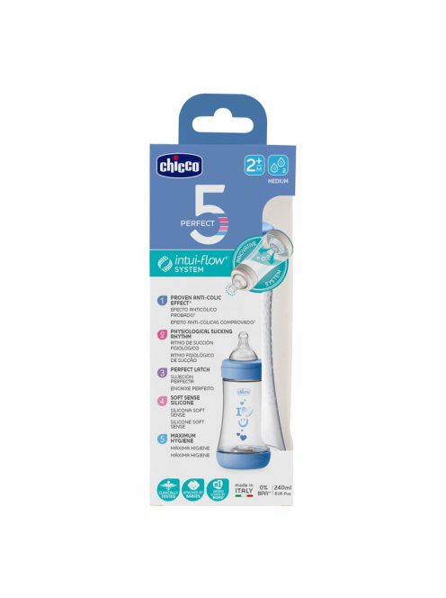 Perfect5 240 ml biofunkcionális cumisüveg közepes átfolyás