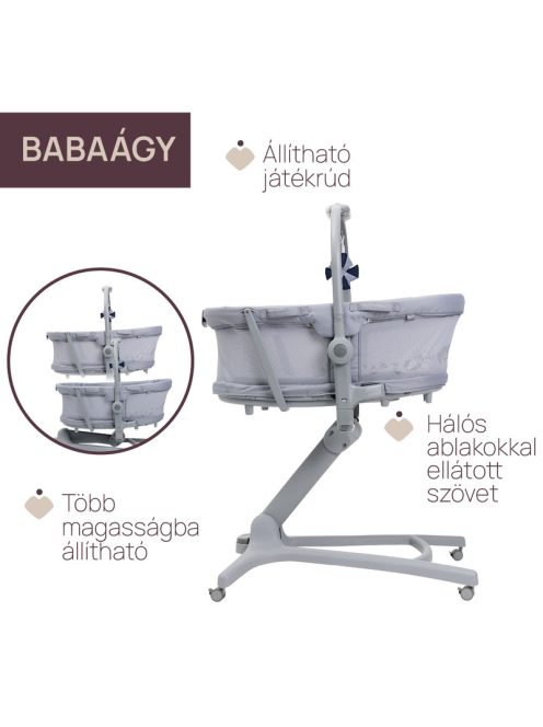 Baby Hug PRO 5in1 kiságy-etetőszék-szék 0-15 kg , 0-3 év