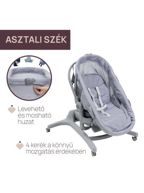 Baby Hug PRO 5in1 kiságy-etetőszék-szék 0-15 kg , 0-3 év