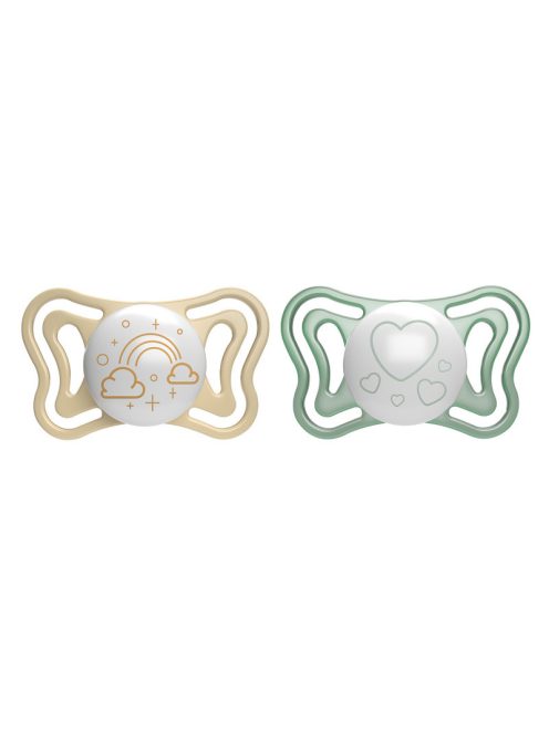 Physio Forma® Light Glow 2-6hó éjszakai cumi 2 db foszforeszkálós karimával