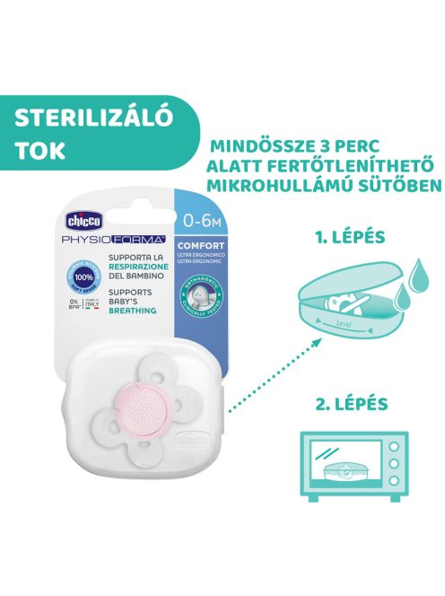 Physio Forma® Comfort 0-6 hó szilikon cumi 1db sterilizálható tokban