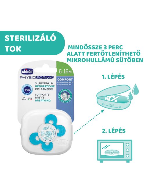 Physio Forma® Comfort 6-16 hó szilikon cumi, 1 db sterilizálható tokban