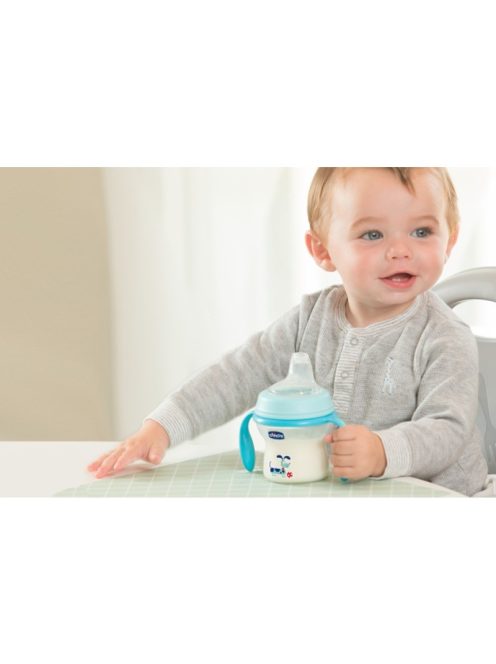 Chicco NaturalFeeling csőrös itatópohár - kék mintás