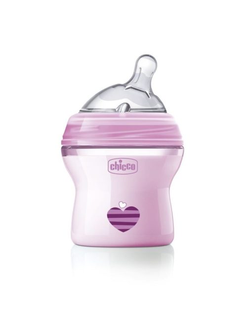 Chicco NaturalFeeling cumisüveg normál folyású ferde cumival - 150 ml rózsaszín