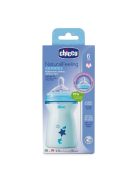 Chicco NaturalFeeling kék cumisüveg gyors folyású ferde cumival - 330 ml