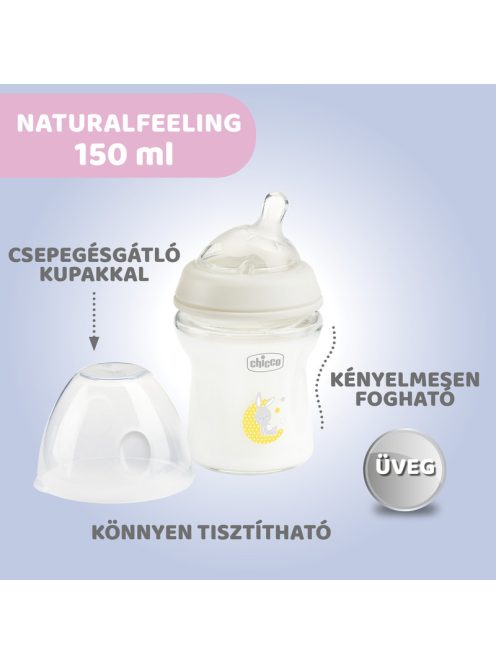 NaturalFeeling Üveg 150 ml cumisüveg újszülöttkorra normál folyású