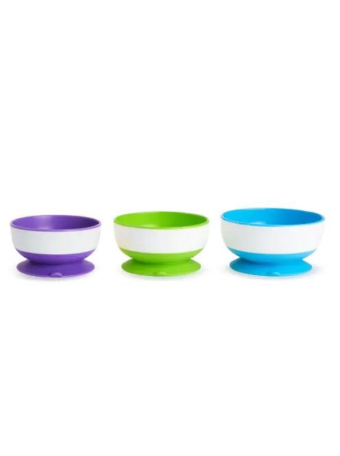 Munchkin Stay Put™ 3db-os tálka szett csúszásgátló talppal (lila,zöld,kék)
